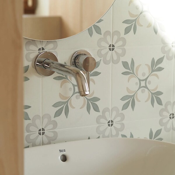RO'MA NATURE - Carrelage effet Carreau ciment Roselis Vert 22,3x22,3x0,9 cm Ventoril - Sol et mur intérieur (vendu par carton de 0,65 m²) - large