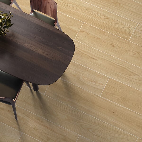 RO'MA NATURE - Carrelage effet Parquet Bois Chêne Naturel 151x24x0,9 cm In&Out Valoren - Sol et mur intérieur et Sol extérieur (vendu par carton de 1,09 m²) - large