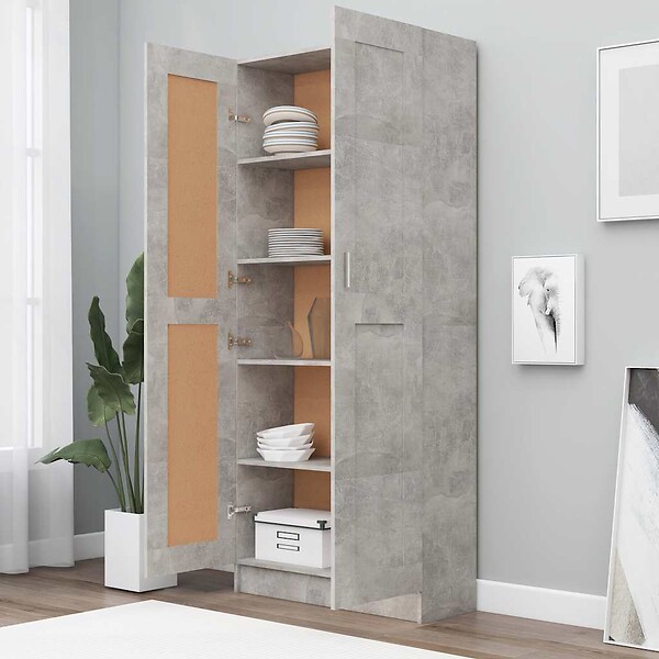 VIDAXL - vidaXL Bibliothèque Gris béton 82,5x30,5x185,5 cm Bois d'ingénierie - large