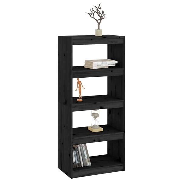 VIDAXL - vidaXL Bibliothèque/Séparateur de pièce Noir 60x30x135,5 cm Pin massif - large