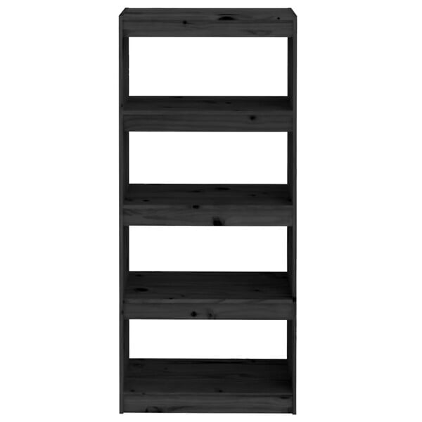 VIDAXL - vidaXL Bibliothèque/Séparateur de pièce Noir 60x30x135,5 cm Pin massif - large