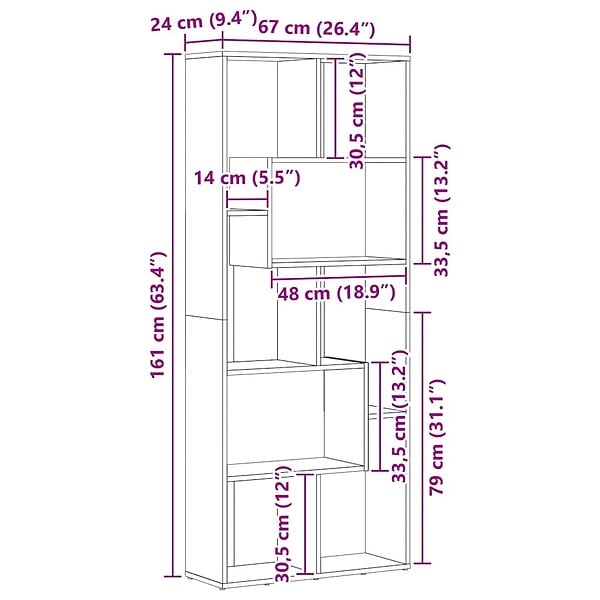 VIDAXL - vidaXL Bibliothèque Sonoma gris 67x24x161 cm Bois d'ingénierie - large
