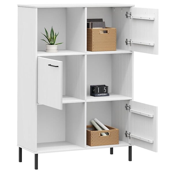VIDAXL - vidaXL Bibliothèque avec pieds en métal Blanc 90x35x128,5 cm Bois OSLO - large