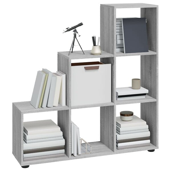 VIDAXL - vidaXL Bibliothèque escalier Sonoma gris 107 cm Bois d'ingénierie - large
