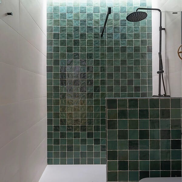 RO'MA NATURE - Carrelage effet Zellige Vert 10x10x0,85 cm Mat Serinor - Mur intérieur (vendu par carton de 0,6 m²) - large