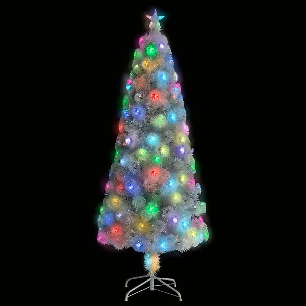 VIDAXL - vidaXL Arbre de Noël artificiel pré-éclairé blanc 210 cm fibre optique - large