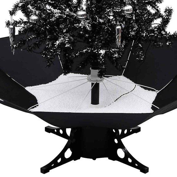 VIDAXL - vidaXL Arbre de Noël neigeux avec base de parapluie Noir 170 cm PVC - large