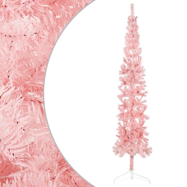 VIDAXL - vidaXL Demi sapin de Noël artificiel mince avec support Rose 240 cm - large