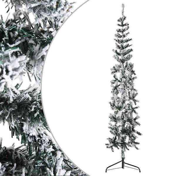 VIDAXL - vidaXL Demi sapin de Noël artificiel mince avec neige floquée 180 cm - large