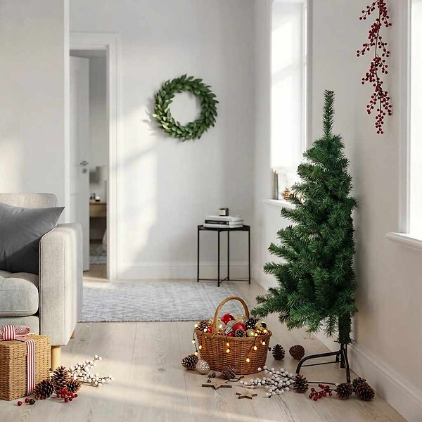 VIDAXL - vidaXL Sapin de Noël artificiel moitié avec support vert 120 cm PVC - large
