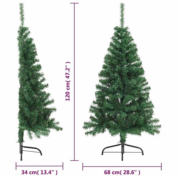 VIDAXL - vidaXL Sapin de Noël artificiel moitié avec support vert 120 cm PVC - large
