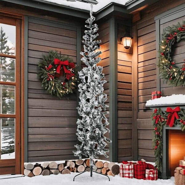 VIDAXL - vidaXL Demi sapin de Noël artificiel mince avec neige floquée 210 cm - large