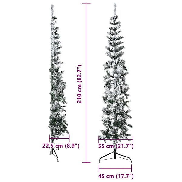 VIDAXL - vidaXL Demi sapin de Noël artificiel mince avec neige floquée 210 cm - large
