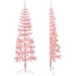 VIDAXL - vidaXL Demi sapin de Noël artificiel mince avec support Rose 120 cm - vignette