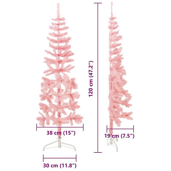VIDAXL - vidaXL Demi sapin de Noël artificiel mince avec support Rose 120 cm - large