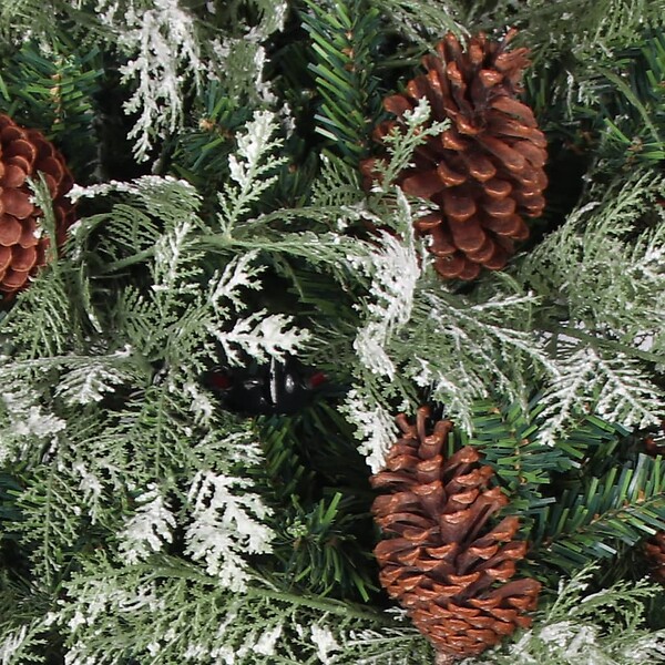 VIDAXL - vidaXL Sapin de Noël avec pommes de pin Vert et blanc 195 cm PVC et PE - large