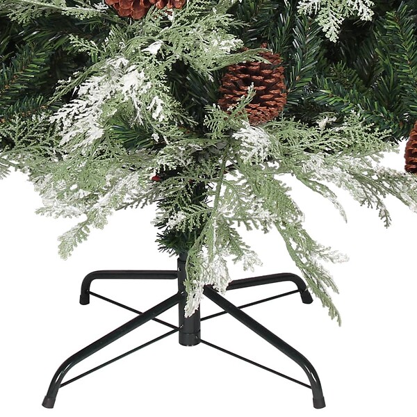 VIDAXL - vidaXL Sapin de Noël avec pommes de pin Vert et blanc 195 cm PVC et PE - large