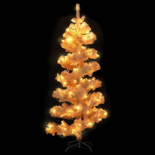 VIDAXL - vidaXL Arbre de Noël hélicoïdal pré-éclairé et support blanc 150cm PVC - large