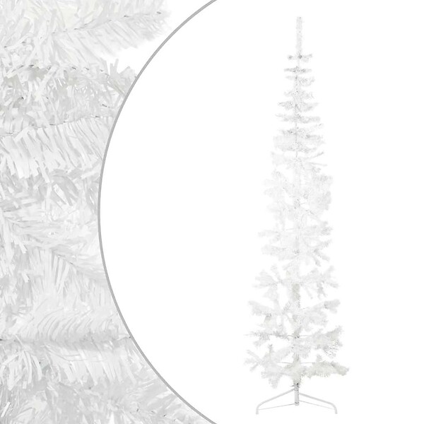 VIDAXL - vidaXL Demi sapin de Noël artificiel mince avec support Blanc 240 cm - large