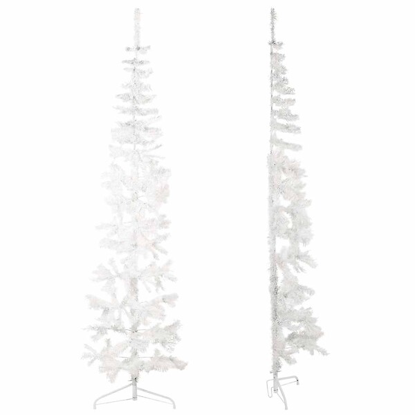 VIDAXL - vidaXL Demi sapin de Noël artificiel mince avec support Blanc 240 cm - large