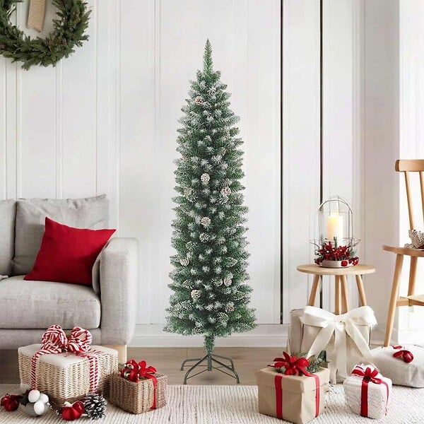 VIDAXL - vidaXL Sapin de Noël artificiel mince avec support 180 cm PVC - large