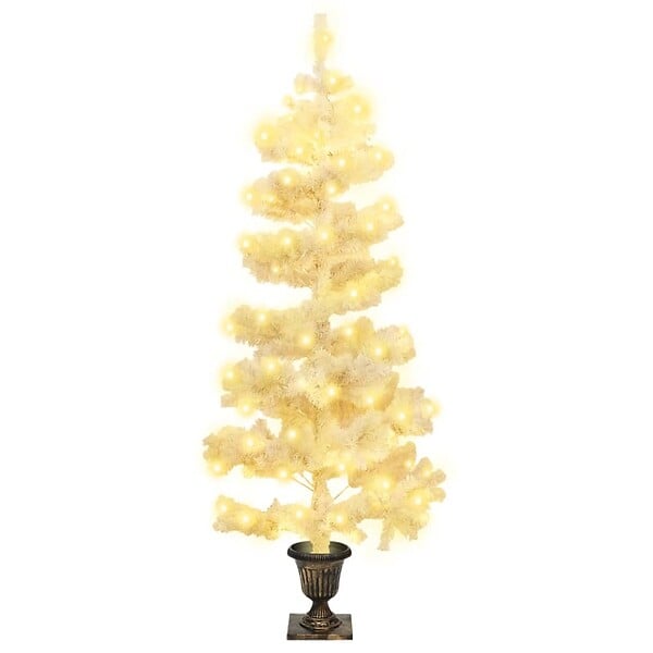 VIDAXL - vidaXL Arbre de Noël hélicoïdal pré-éclairé avec pot blanc 120 cm PVC - large