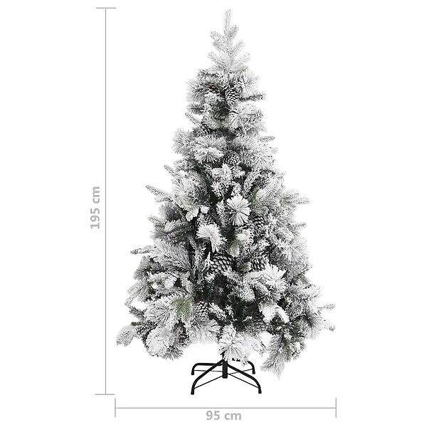 VIDAXL - vidaXL Sapin de Noël à  flocons de neige et pommes de pin 195 cm PVC/PE - large