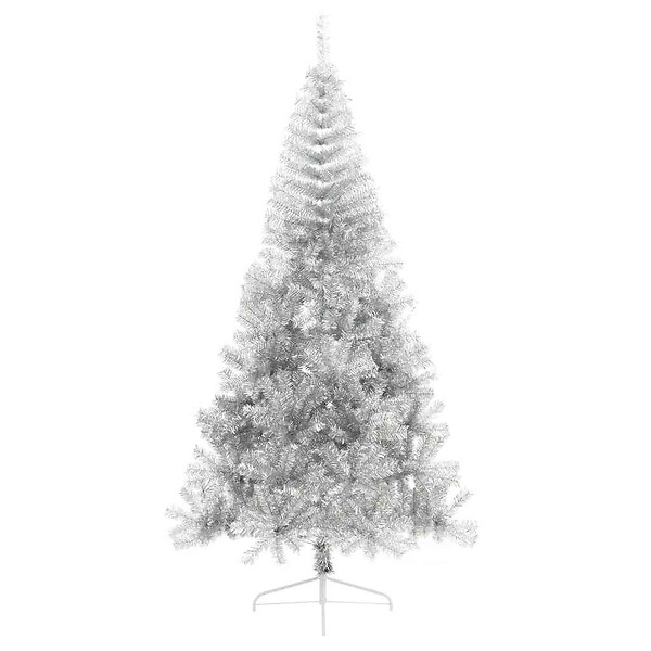 VIDAXL - vidaXL Demi sapin de Noël artificiel avec support argenté 240 cm PET - large