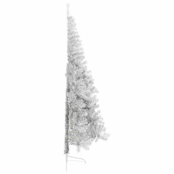 VIDAXL - vidaXL Demi sapin de Noël artificiel avec support argenté 240 cm PET - large