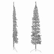VIDAXL - vidaXL Demi sapin de Noël artificiel mince avec support Argenté 210 cm - vignette