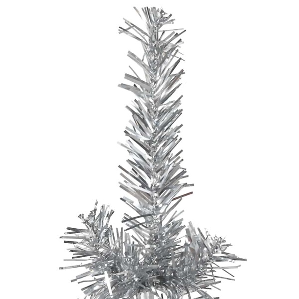 VIDAXL - vidaXL Demi sapin de Noël artificiel mince avec support Argenté 210 cm - large