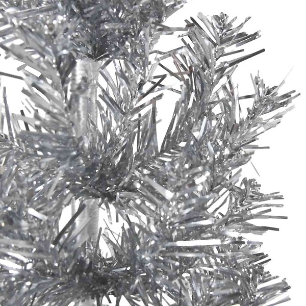 VIDAXL - vidaXL Demi sapin de Noël artificiel mince avec support Argenté 210 cm - large