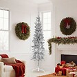 VIDAXL - vidaXL Demi sapin de Noël artificiel mince avec support Argenté 180 cm - vignette