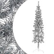 VIDAXL - vidaXL Demi sapin de Noël artificiel mince avec support Argenté 180 cm - vignette