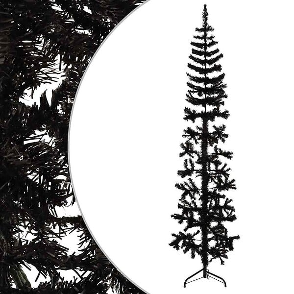 VIDAXL - vidaXL Demi sapin de Noël artificiel mince avec support Noir 240 cm - large