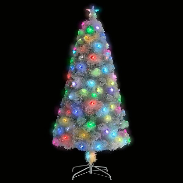 VIDAXL - vidaXL Arbre de Noël artificiel pré-éclairé blanc 120 cm fibre optique - large