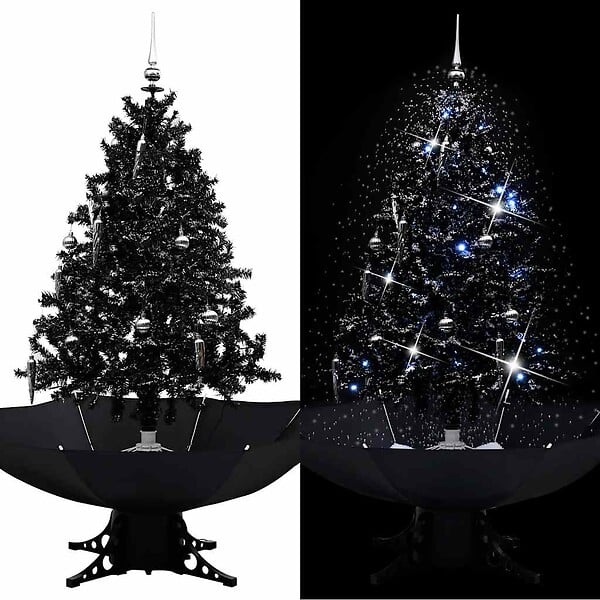 VIDAXL - vidaXL Arbre de Noël neigeux avec base de parapluie Noir 140 cm PVC - large