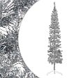 VIDAXL - vidaXL Demi sapin de Noël artificiel mince avec support Argenté 240 cm - vignette