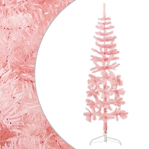 VIDAXL - vidaXL Demi sapin de Noël artificiel mince avec support Rose 180 cm - large