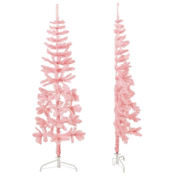 VIDAXL - vidaXL Demi sapin de Noël artificiel mince avec support Rose 180 cm - large
