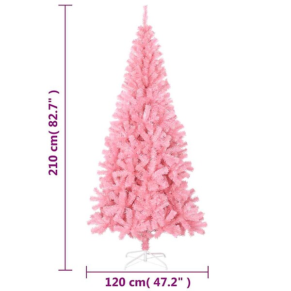 VIDAXL - vidaXL Sapin de Noël artificiel avec support rose 210 cm PVC - large
