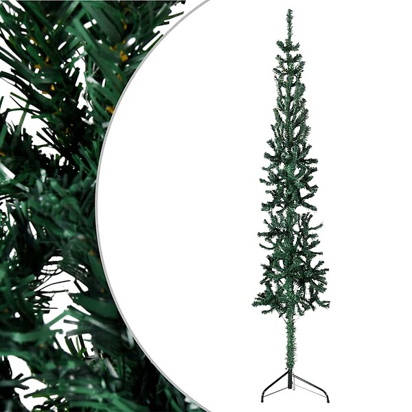 VIDAXL - vidaXL Demi sapin de Noël artificiel mince avec support Vert 120 cm - large