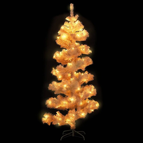 VIDAXL - vidaXL Arbre de Noël hélicoïdal pré-éclairé et support blanc 180cm PVC - large