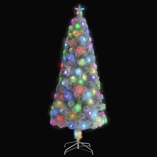 VIDAXL - vidaXL Arbre de Noël artificiel pré-éclairé blanc 240 cm fibre optique - large
