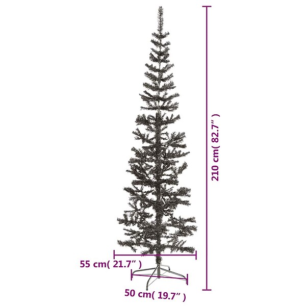 VIDAXL - vidaXL Sapin de Noël étroit Noir 210 cm - large