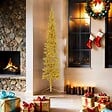 VIDAXL - vidaXL Demi sapin de Noël artificiel mince avec support Doré 180 cm - vignette