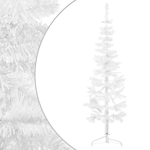 VIDAXL - vidaXL Demi sapin de Noël artificiel mince avec support Blanc 120 cm - large