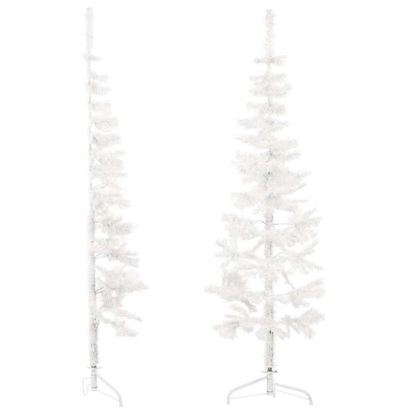 VIDAXL - vidaXL Demi sapin de Noël artificiel mince avec support Blanc 120 cm - large
