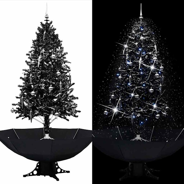 VIDAXL - vidaXL Arbre de Noël neigeux avec base de parapluie Noir 190 cm PVC - large