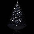 VIDAXL - vidaXL Arbre de Noël neigeux avec base de parapluie Noir 190 cm PVC - vignette